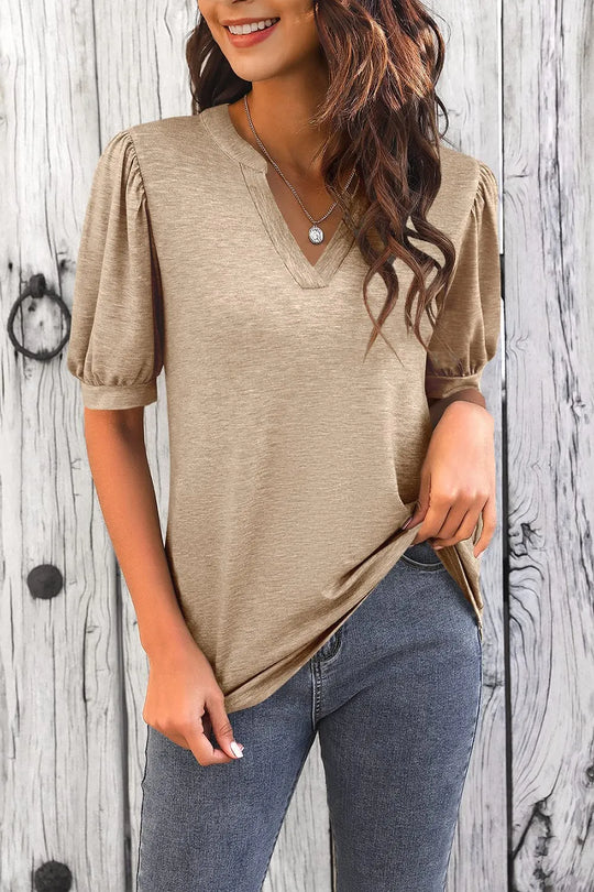 NORA – PUFF SLEEVE V-NECK BLOUSE
