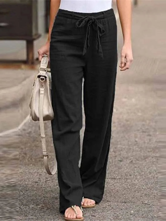 STELLA – COTTON-LINEN BLEND TROUSERS