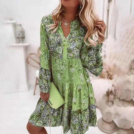 FAYE – PLEATED LONG SLEEVE DRESS