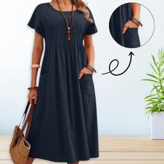 ELEANOR – FLOWY DRESS WITH TUMMY COVERAGE