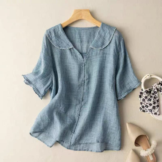 GRACE – COTTON LINEN VINTAGE BLOUSE
