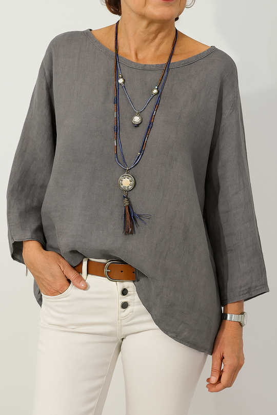 ELSIE – FLAX LINEN TUNIC TOP