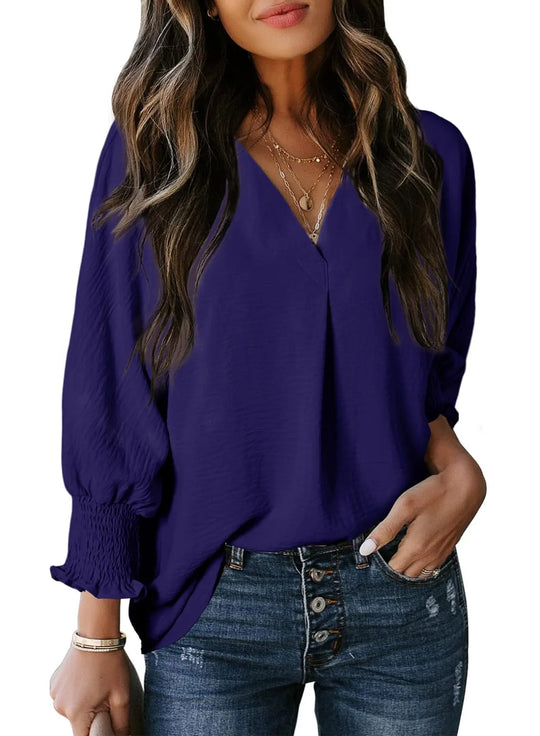 AMELIA - 3/4 SLEEVE V-NECK BLOUSE