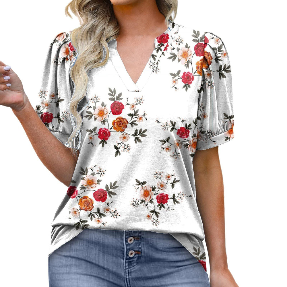 KATIE – V-NECK BLOUSE WITH PUFF SLEEVES