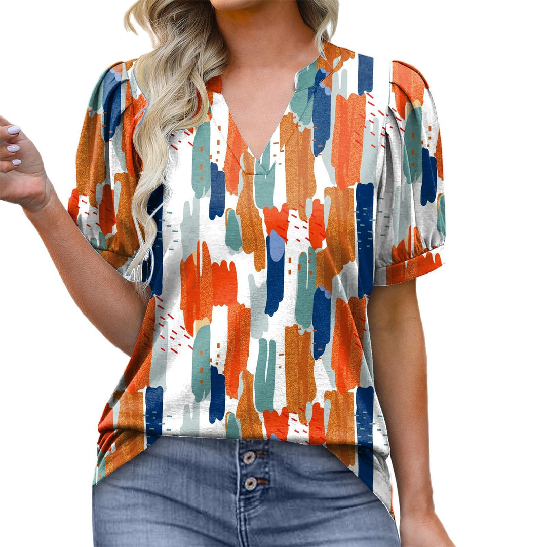 KATIE – V-NECK BLOUSE WITH PUFF SLEEVES