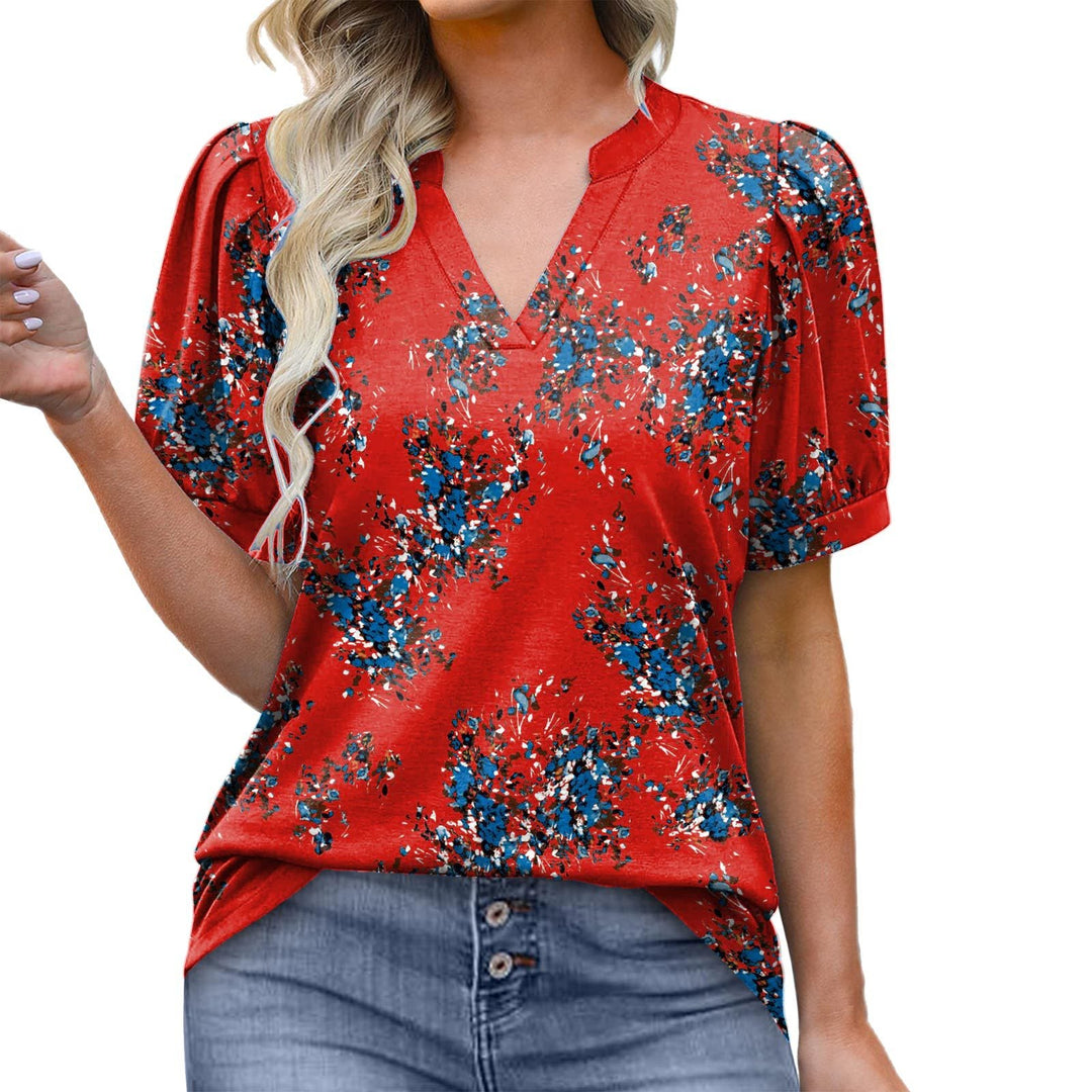 KATIE – V-NECK BLOUSE WITH PUFF SLEEVES