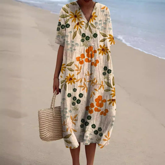 CELINA – FLORAL V-NECK DRESS