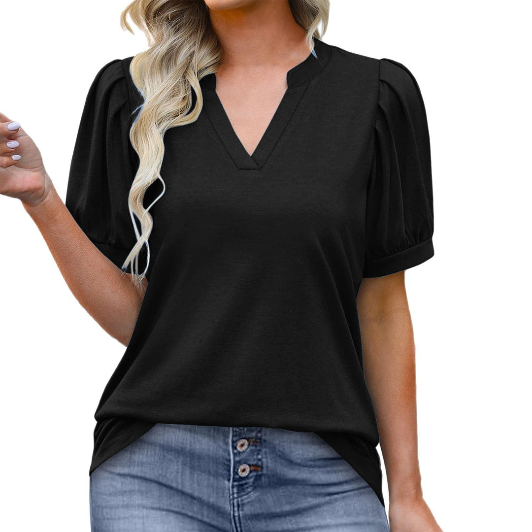 KATIE – V-NECK BLOUSE WITH PUFF SLEEVES