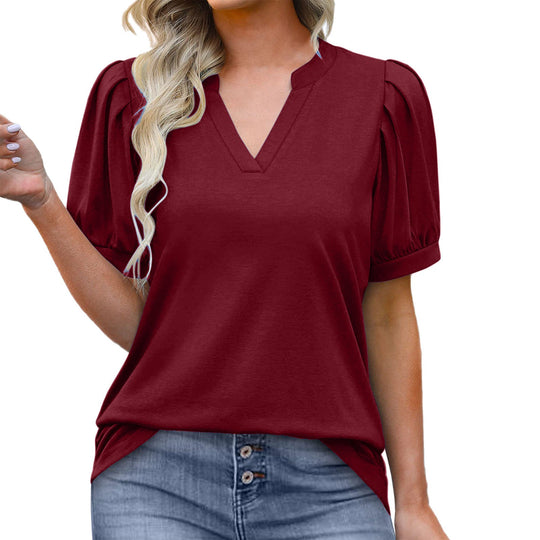 KATIE – V-NECK BLOUSE WITH PUFF SLEEVES
