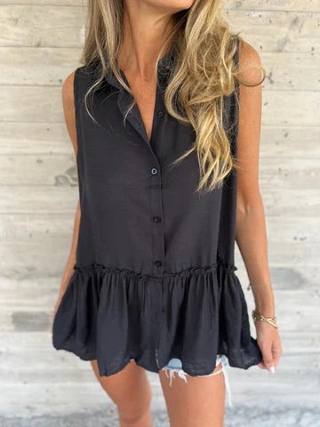 ATHISA – RUFFLE COLLAR SLEEVELESS SHIRT