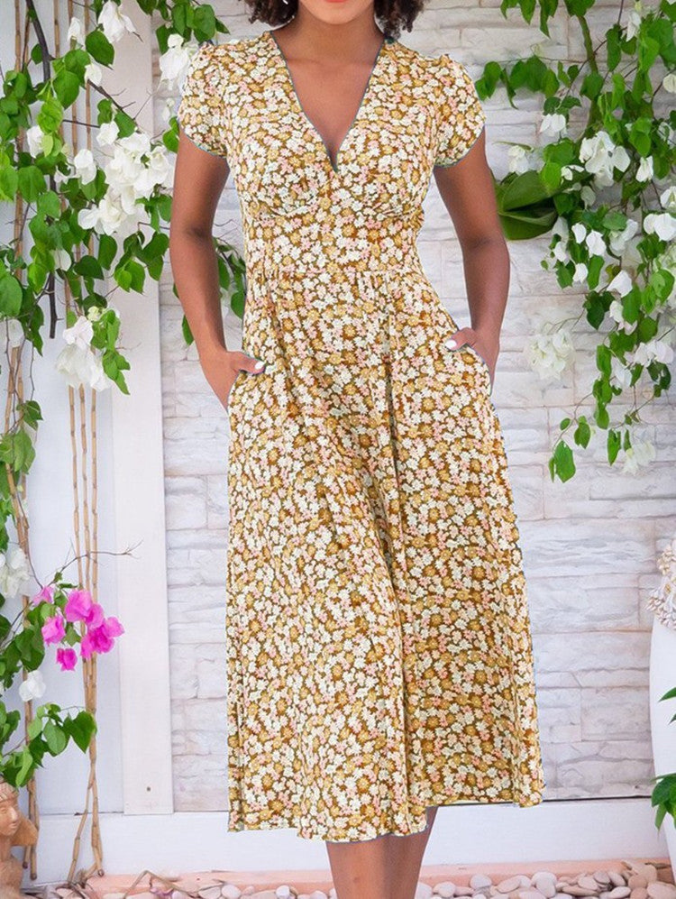 MAELIE – FLORAL BUTTON-DOWN MIDI DRESS