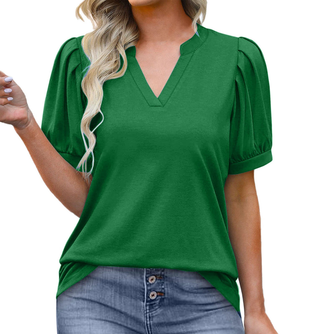 KATIE – V-NECK BLOUSE WITH PUFF SLEEVES