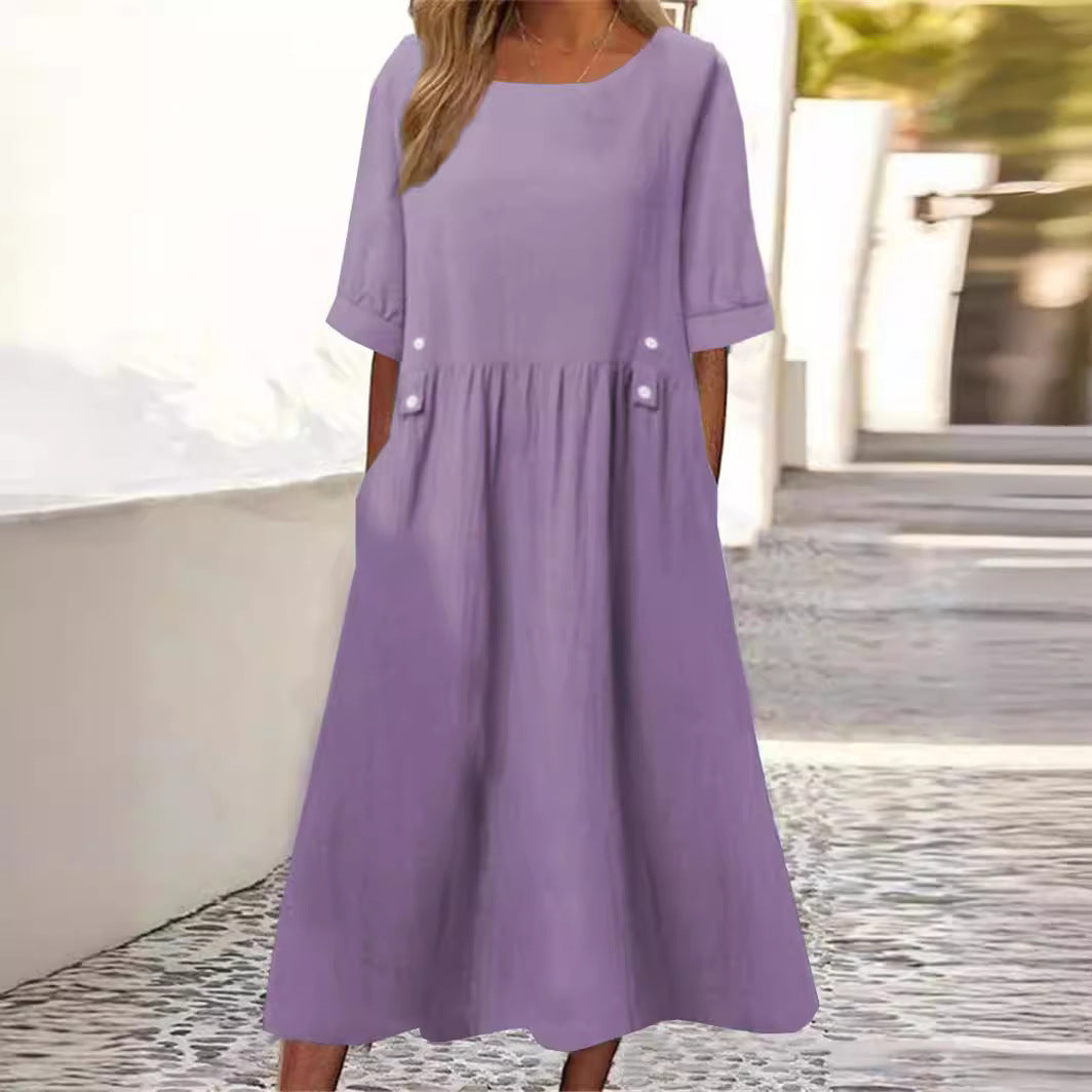 YASMINE – STYLISH COTTON-LINEN DRESS