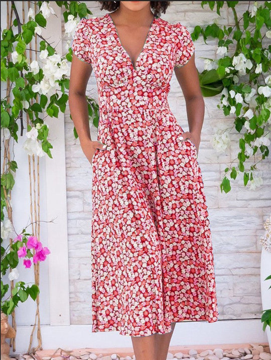 MAELIE – FLORAL BUTTON-DOWN MIDI DRESS