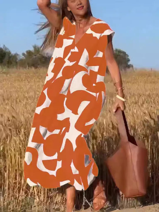 SHEENA – STYLISH V-NECK DRESS