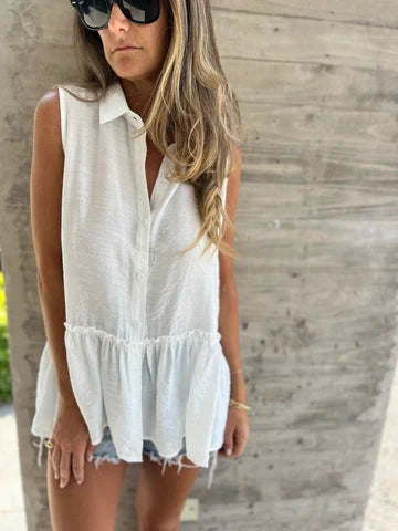 ATHISA – RUFFLE COLLAR SLEEVELESS SHIRT