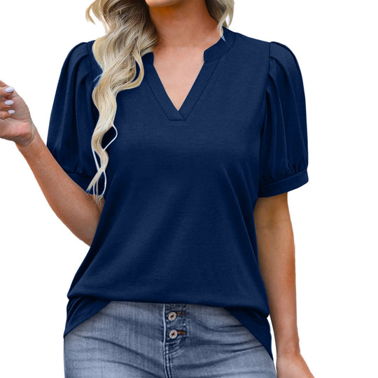 KATIE – V-NECK BLOUSE WITH PUFF SLEEVES