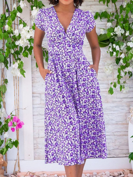 MAELIE – FLORAL BUTTON-DOWN MIDI DRESS