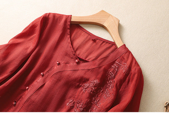 LIDIA – LONG BUTTON BLOUSE