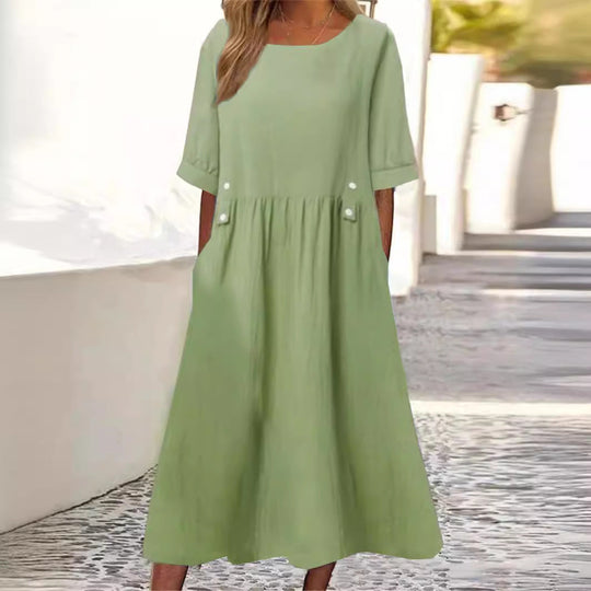 YASMINE – STYLISH COTTON-LINEN DRESS