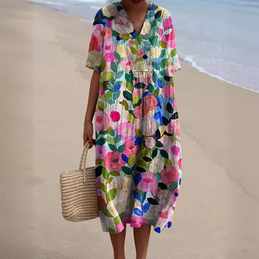 CELINA – FLORAL V-NECK DRESS