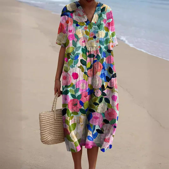 CELINA – FLORAL V-NECK DRESS