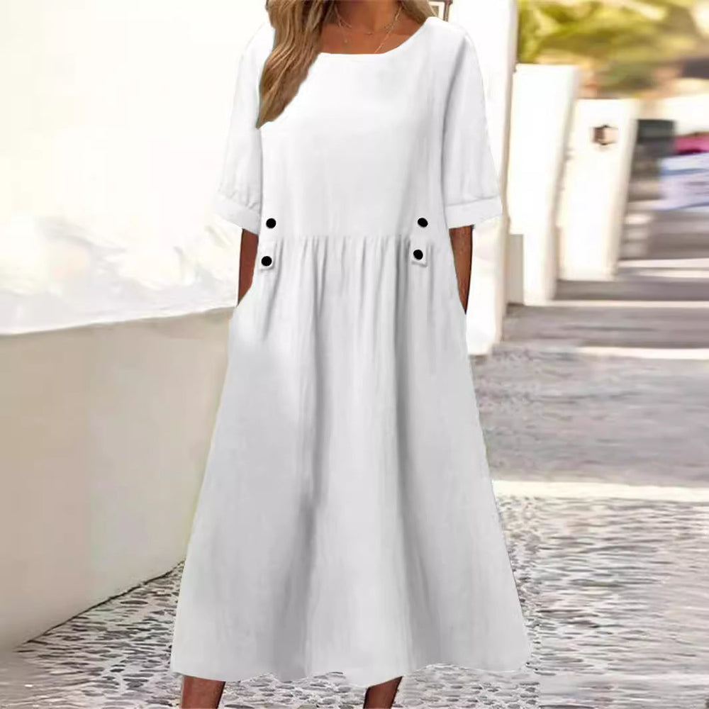YASMINE – STYLISH COTTON-LINEN DRESS