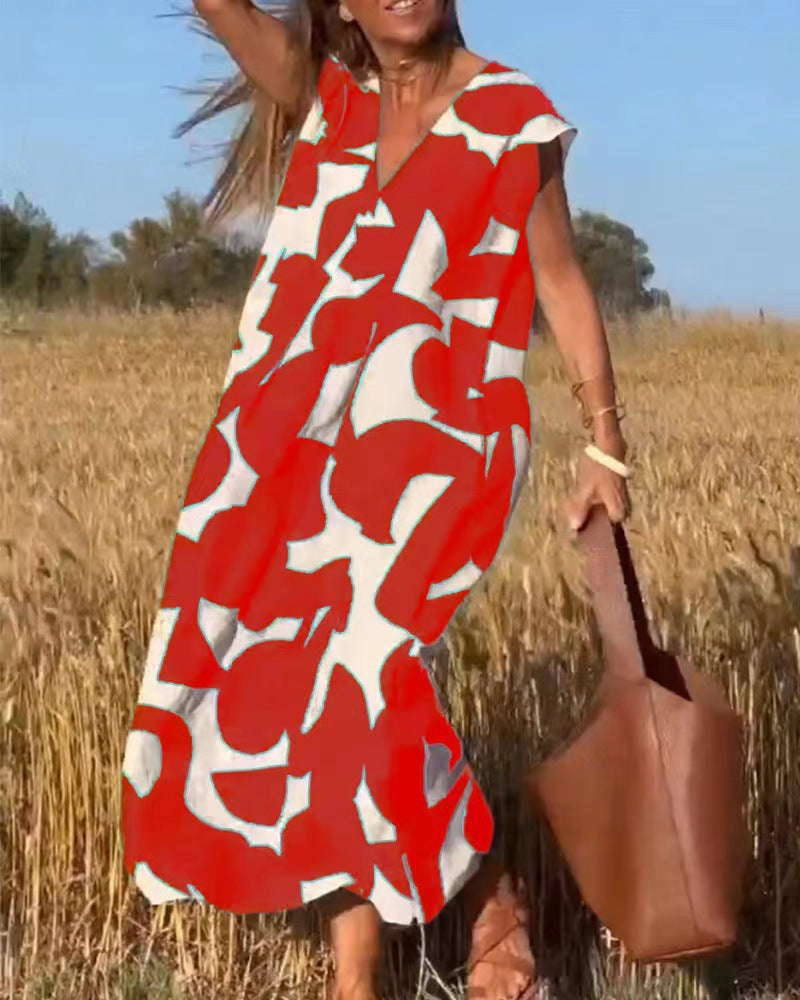 SHEENA – STYLISH V-NECK DRESS