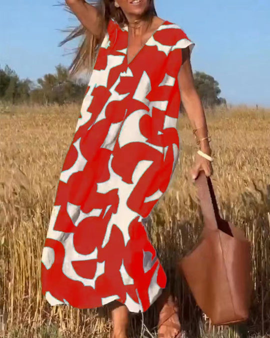 SHEENA – STYLISH V-NECK DRESS