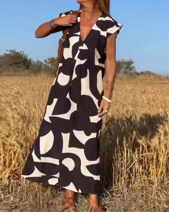 SHEENA – STYLISH V-NECK DRESS