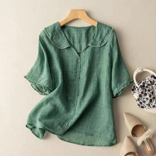 GRACE – COTTON LINEN VINTAGE BLOUSE