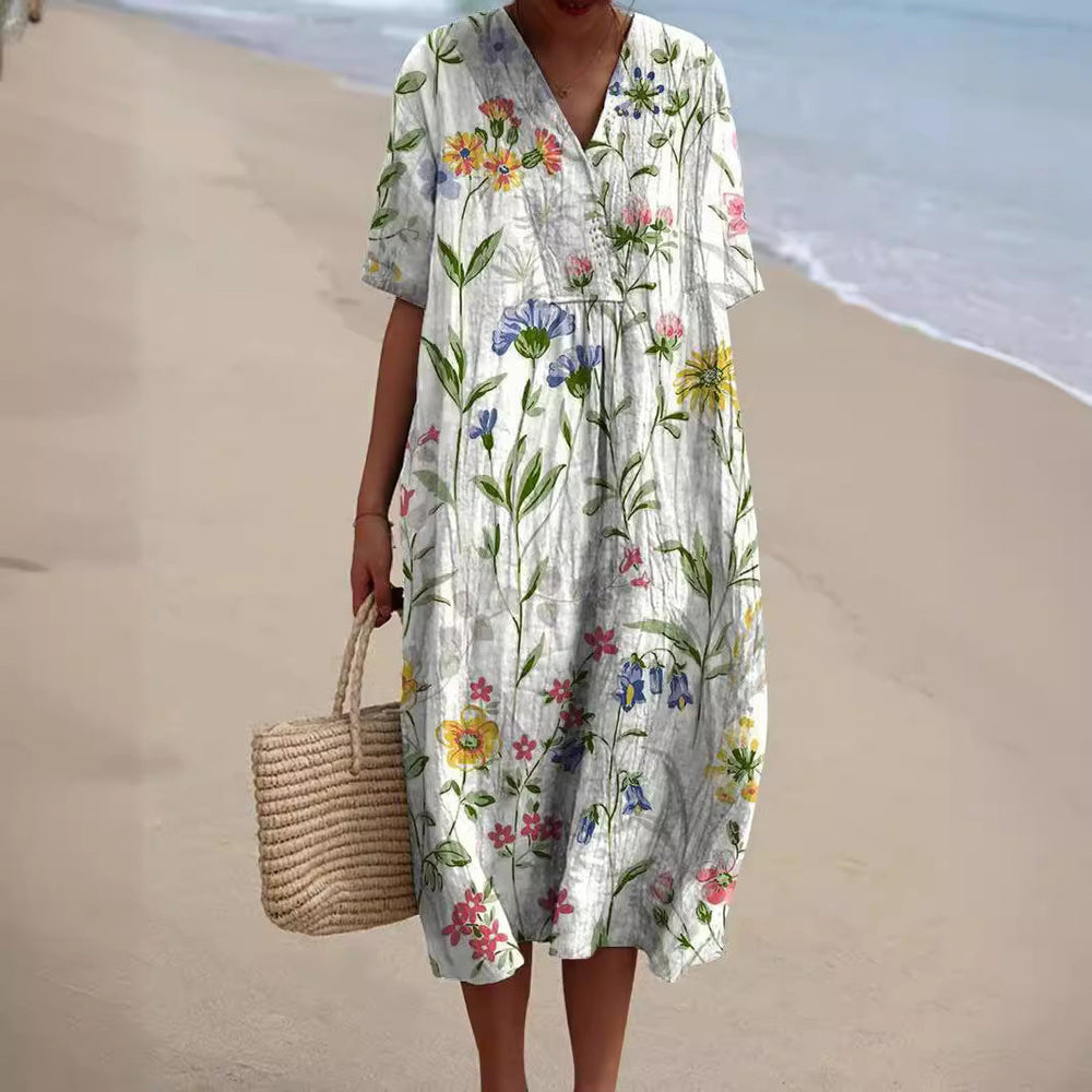 CELINA – FLORAL V-NECK DRESS