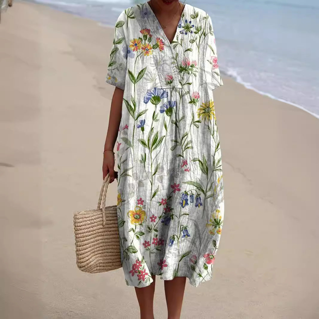 CELINA – FLORAL V-NECK DRESS