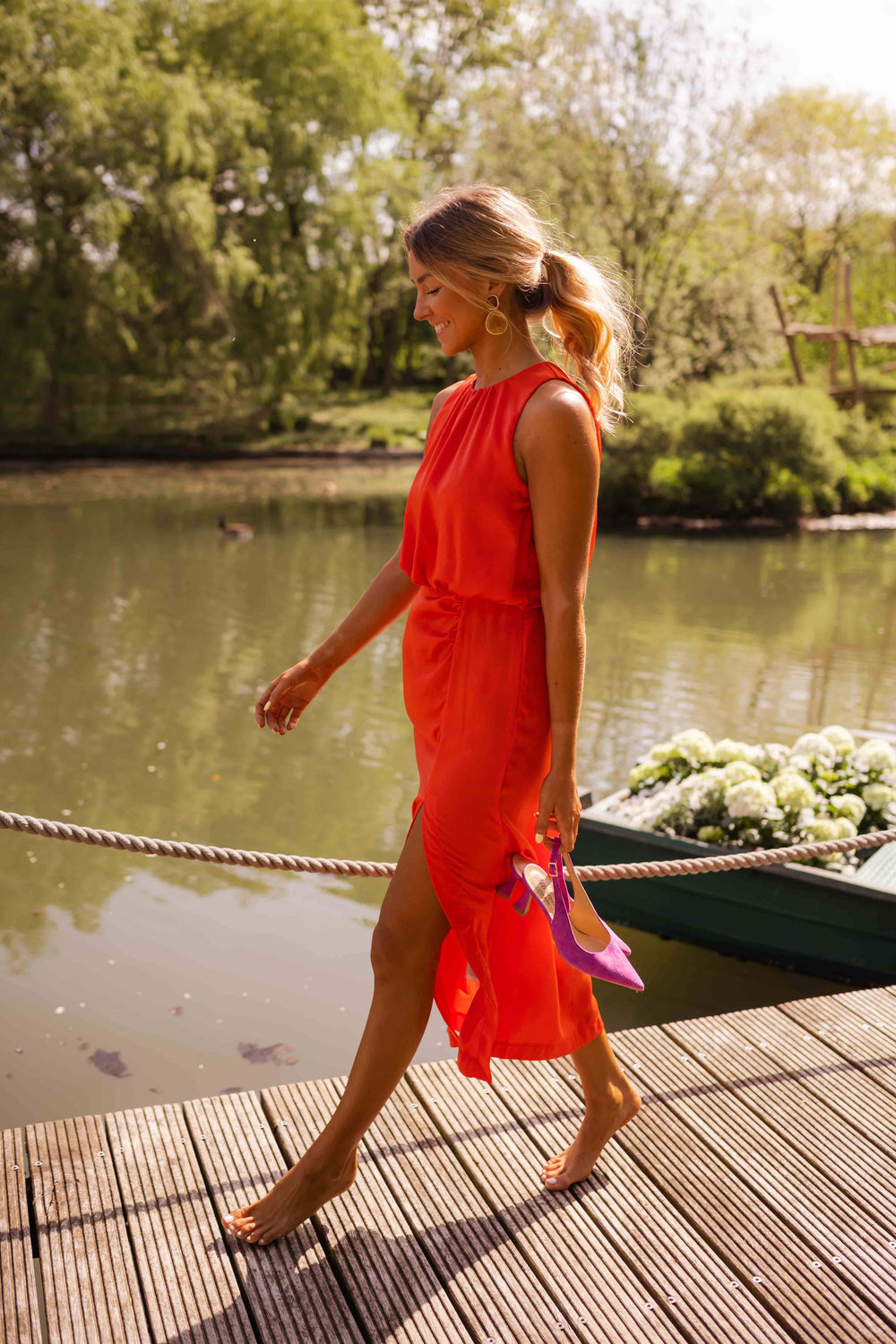 ERICA – DRAPED HALTER MIDI DRESS