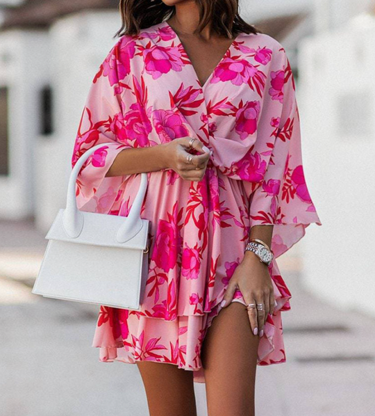 ALINA – BOHO FLORAL MINI DRESS