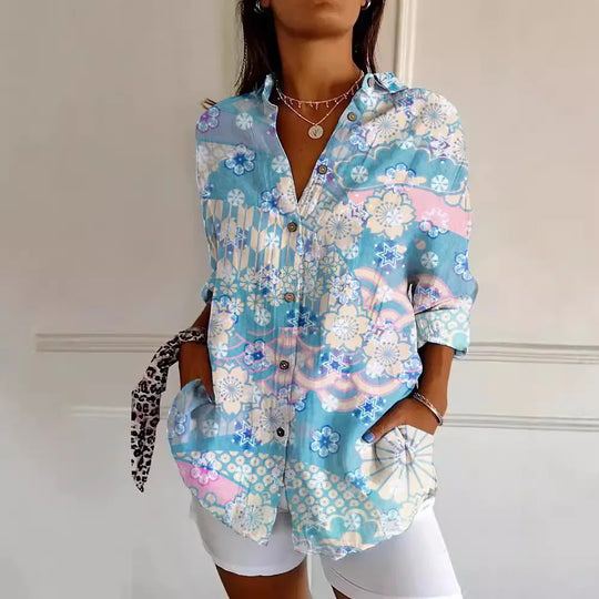 NOEMIE – FLORAL BLOUSE WITH CLASSIC TOUCH