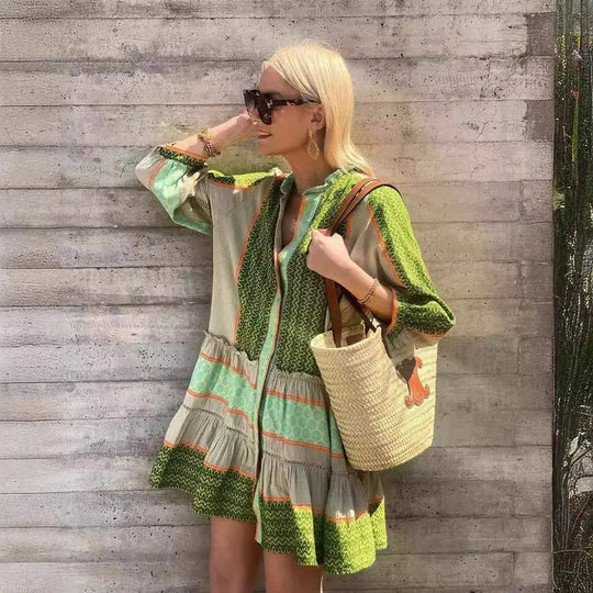 IVY – GREEN PRINT RELAXED DRESS