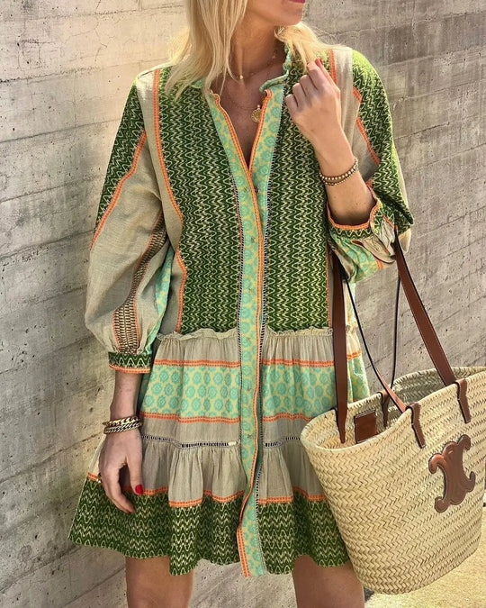 IVY – GREEN PRINT RELAXED DRESS