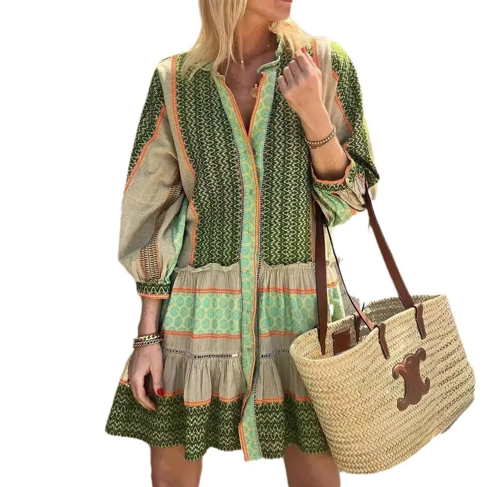 IVY – GREEN PRINT RELAXED DRESS