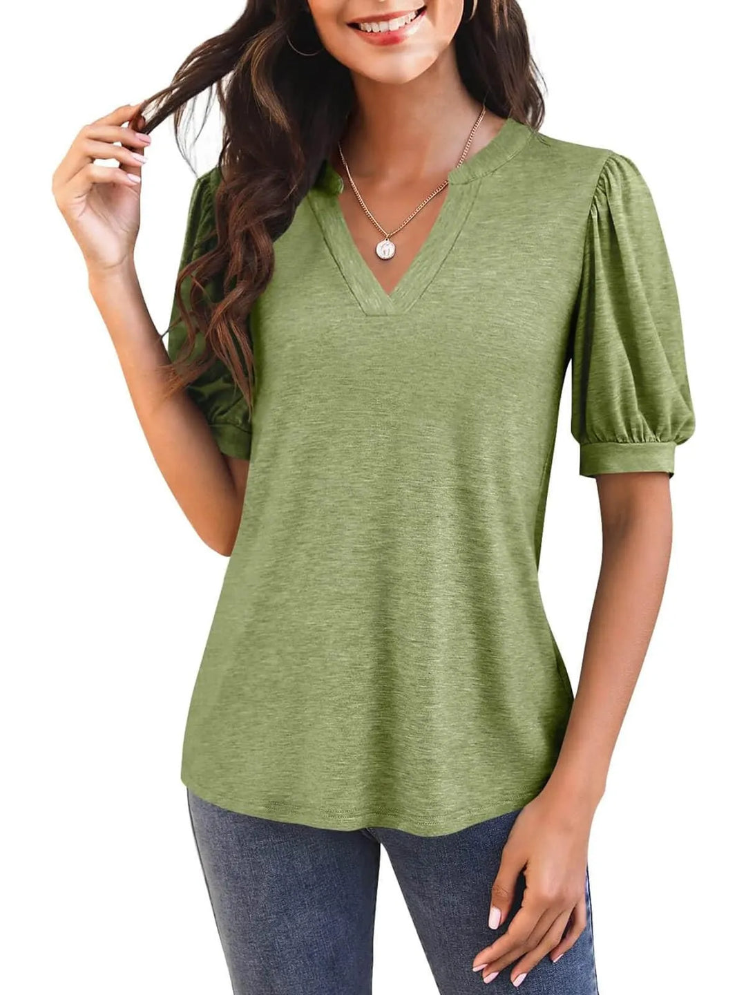 NORA – PUFF SLEEVE V-NECK BLOUSE