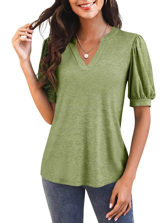 NORA – PUFF SLEEVE V-NECK BLOUSE