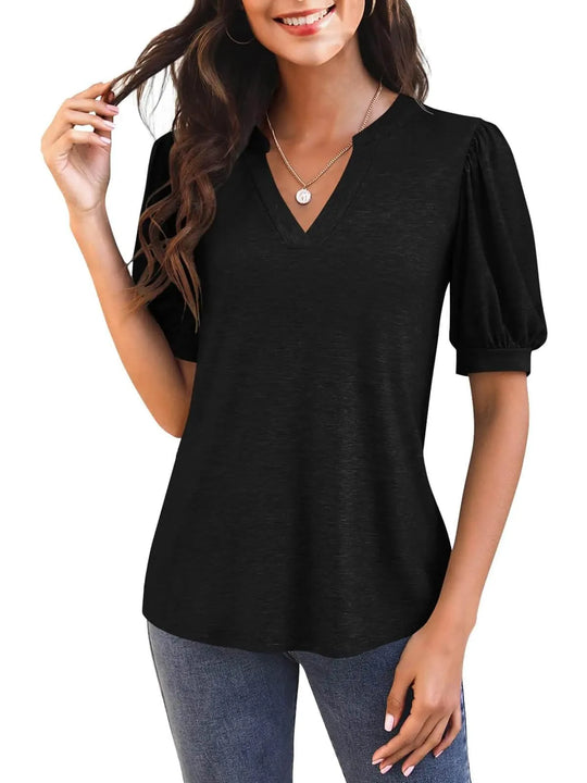 NORA – PUFF SLEEVE V-NECK BLOUSE