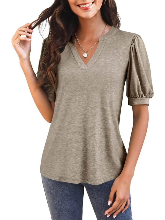 NORA – PUFF SLEEVE V-NECK BLOUSE