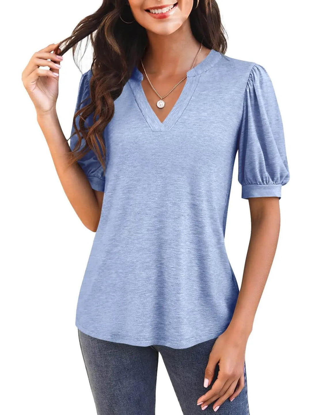 NORA – PUFF SLEEVE V-NECK BLOUSE