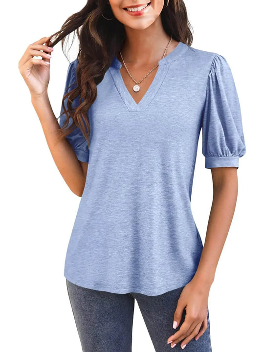NORA – PUFF SLEEVE V-NECK BLOUSE