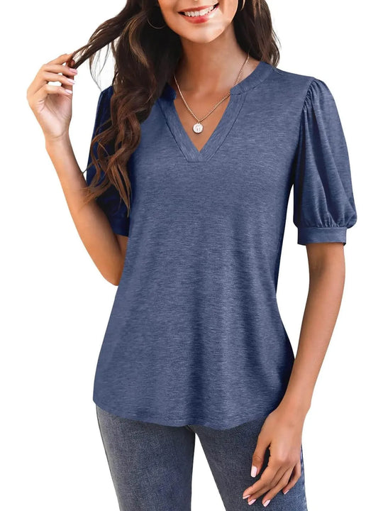 NORA – PUFF SLEEVE V-NECK BLOUSE