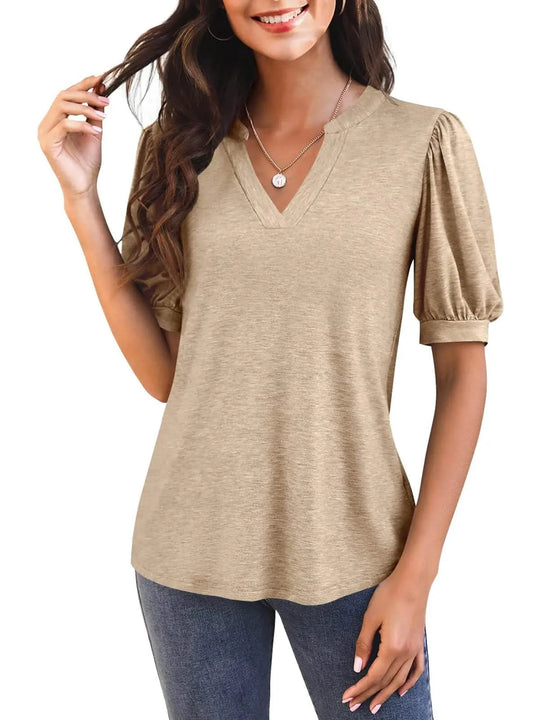 NORA – PUFF SLEEVE V-NECK BLOUSE
