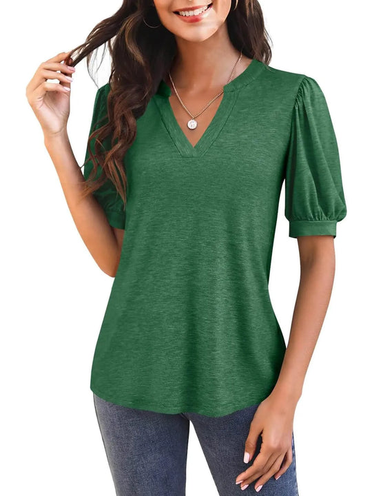NORA – PUFF SLEEVE V-NECK BLOUSE