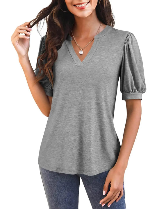 NORA – PUFF SLEEVE V-NECK BLOUSE