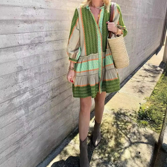 IVY – GREEN PRINT RELAXED DRESS